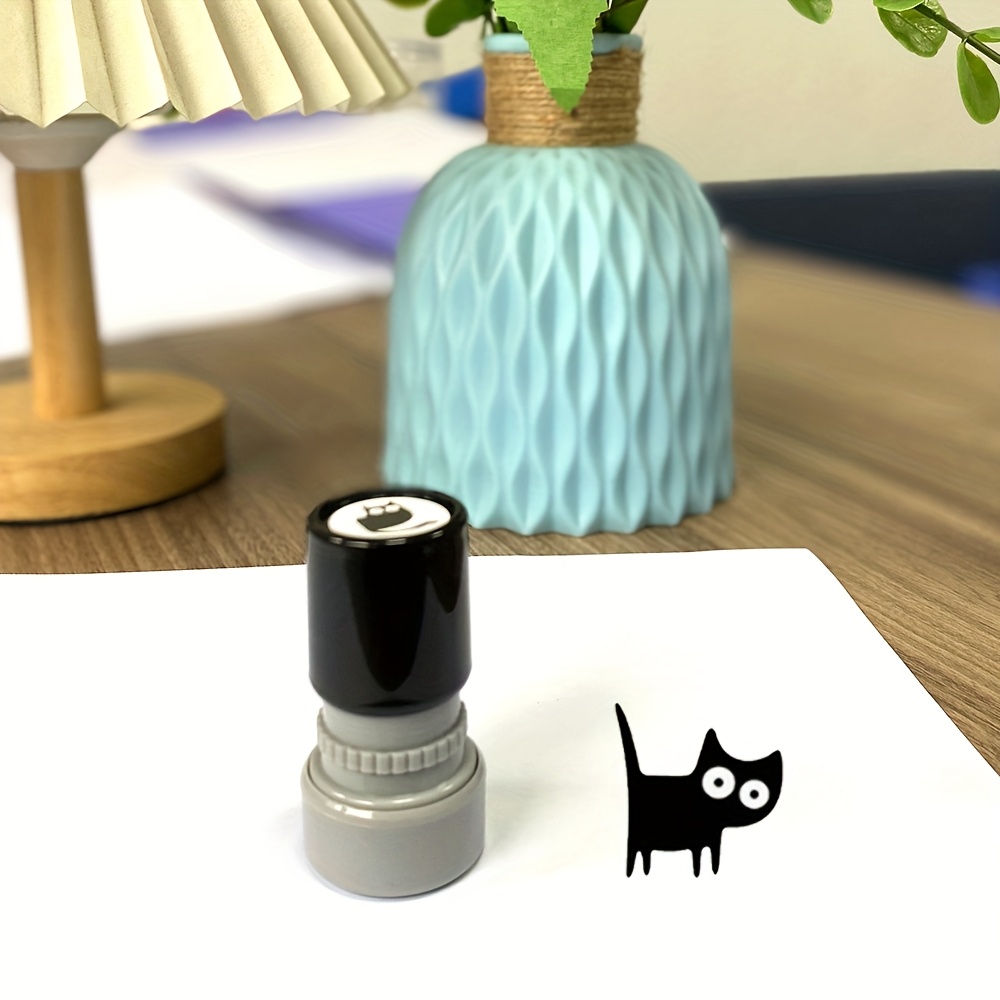Image of Kitten Teacher Reward Stamp Teacher's Encouragement Black Cat Stamp Animal Seal