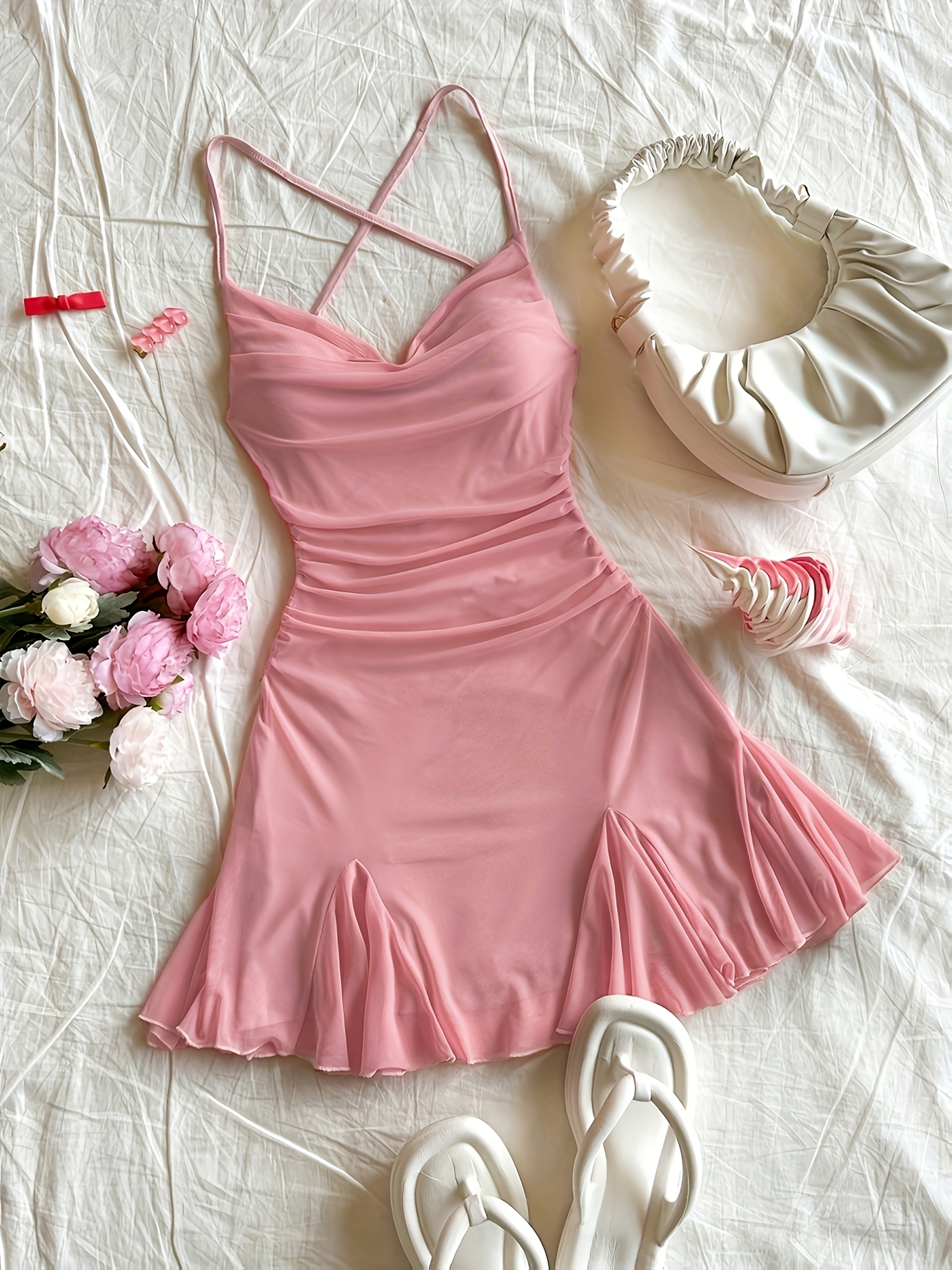 mini flare dress with sleeves FLARE SHORT SLEEVE CREW NECK MINI DRESS