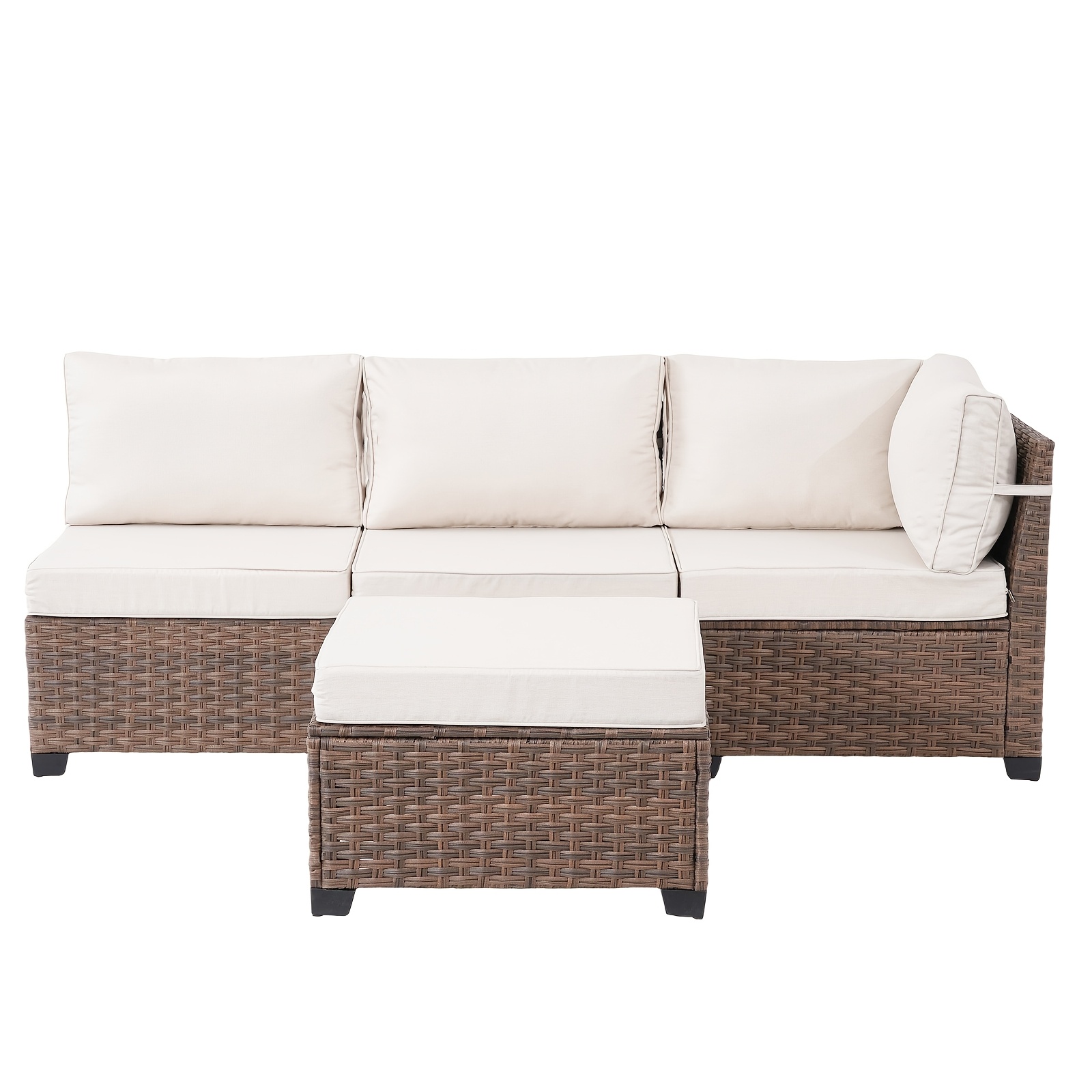 RAISED Patio Furniture Set, 2piece/3piece/4piece/6piece Wicker Outdoor Patio Furniture Sets with Cushions And Coffee Table, Outdoor Sectional Boho Patio Conversation Set Sectional Sofa for Backyard, Porch, Beige/Blue