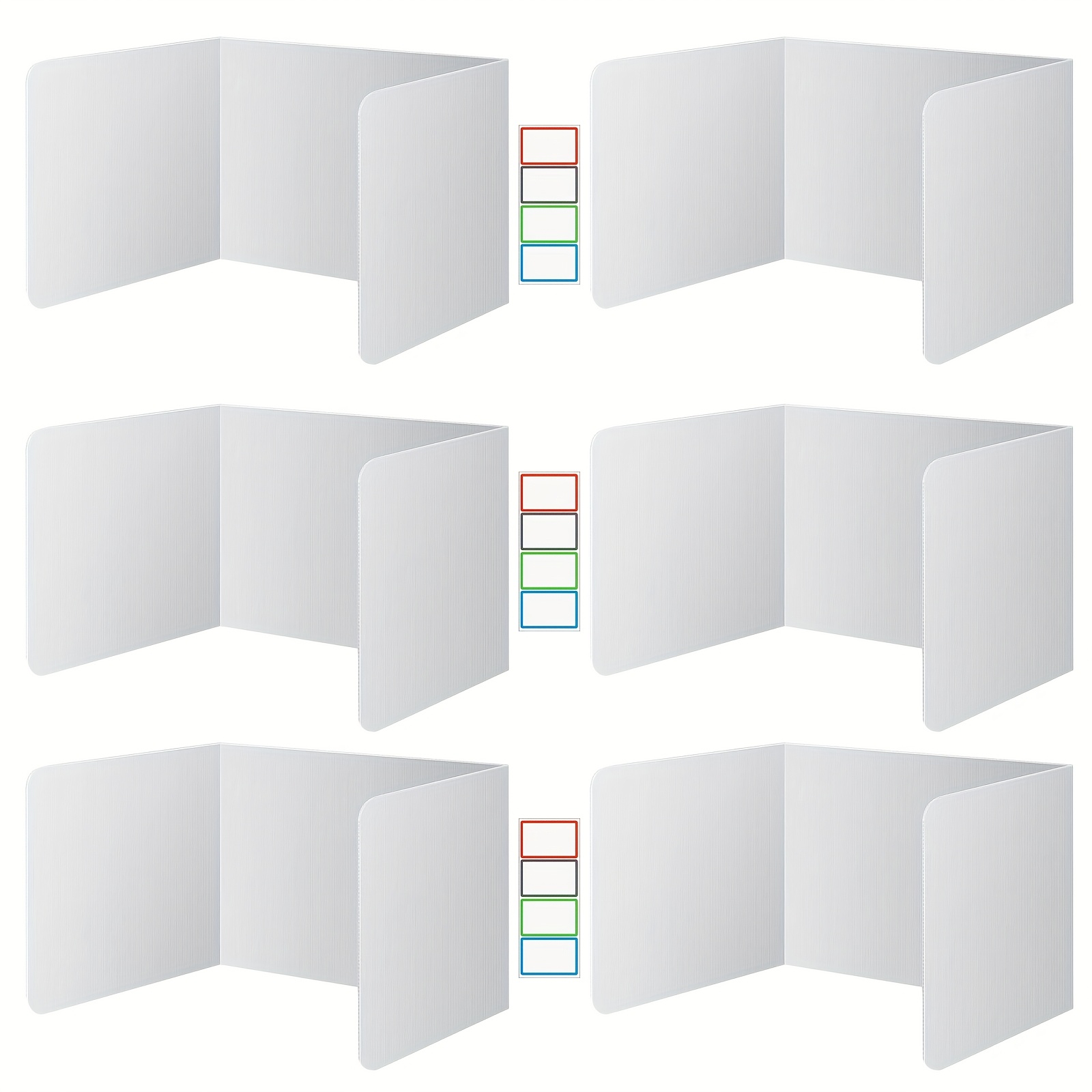 Image of Set Of 6 Sturdy Plastic Privacy Screens | Collapsible Desk Dividers For Educational And To Enhance Concentration And Interruptions. Black, White