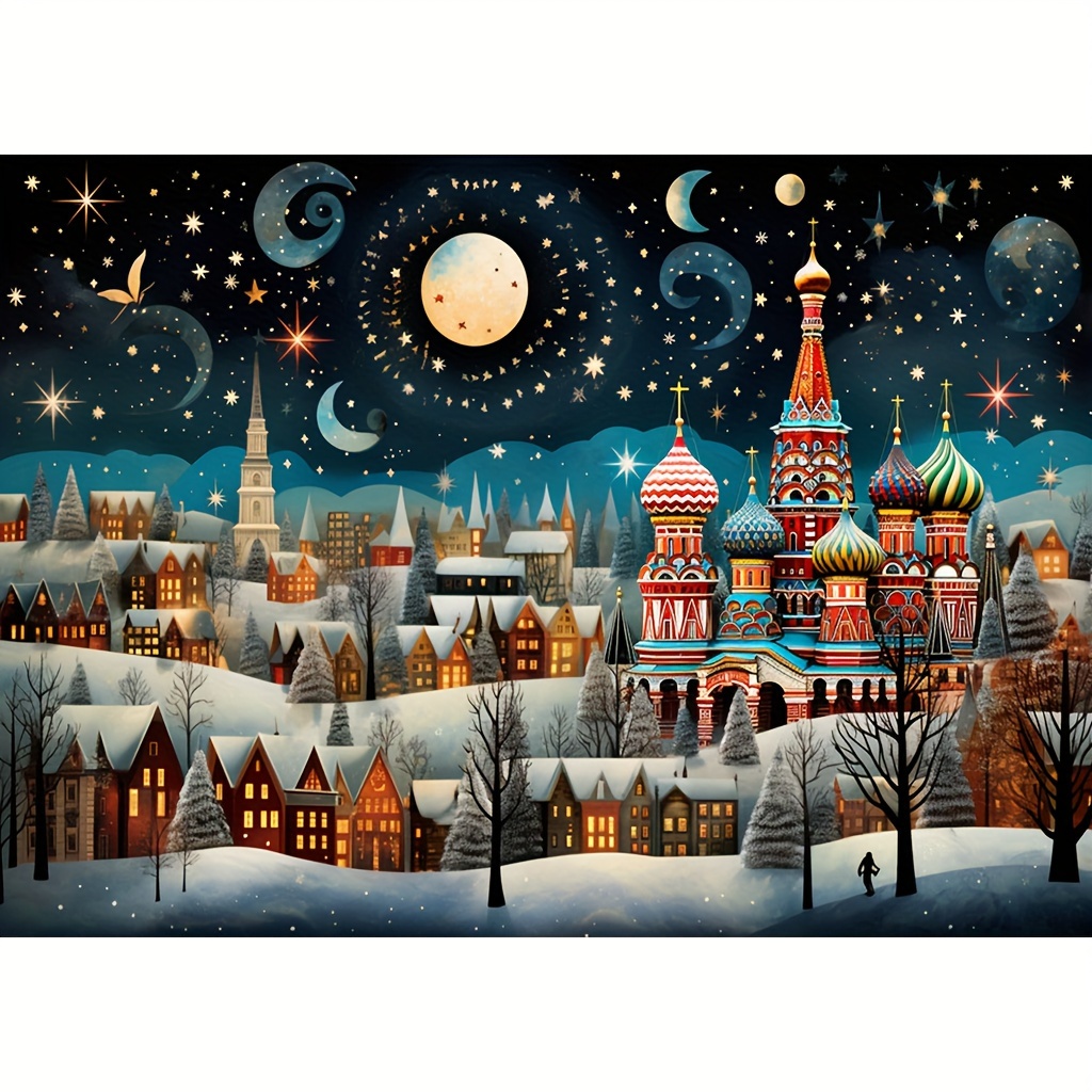 

1pc Large Size 30x40cm/ 11.8x15.7inch Without Frame Diy 5d Diamond Art Painting Cities Under Ice And Snow, Full Rhinestone Painting, Diamond Art Embroidery Kits, Handmade Home Room Office Wall Decor