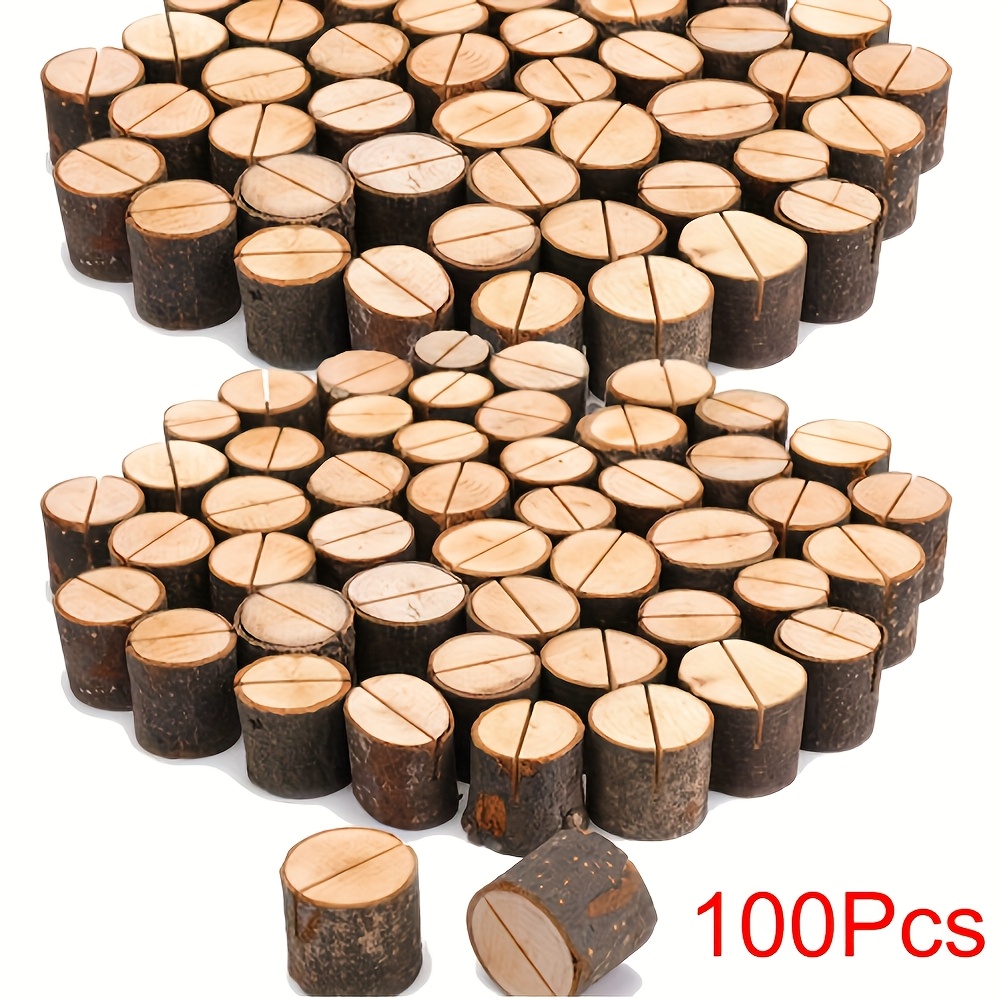 TEMU 100 soportes rústicos de madera para tarjetas de - Mini exhibidor de , soporte de madera natural para tarjetas de de mesa para , , Navidad, de