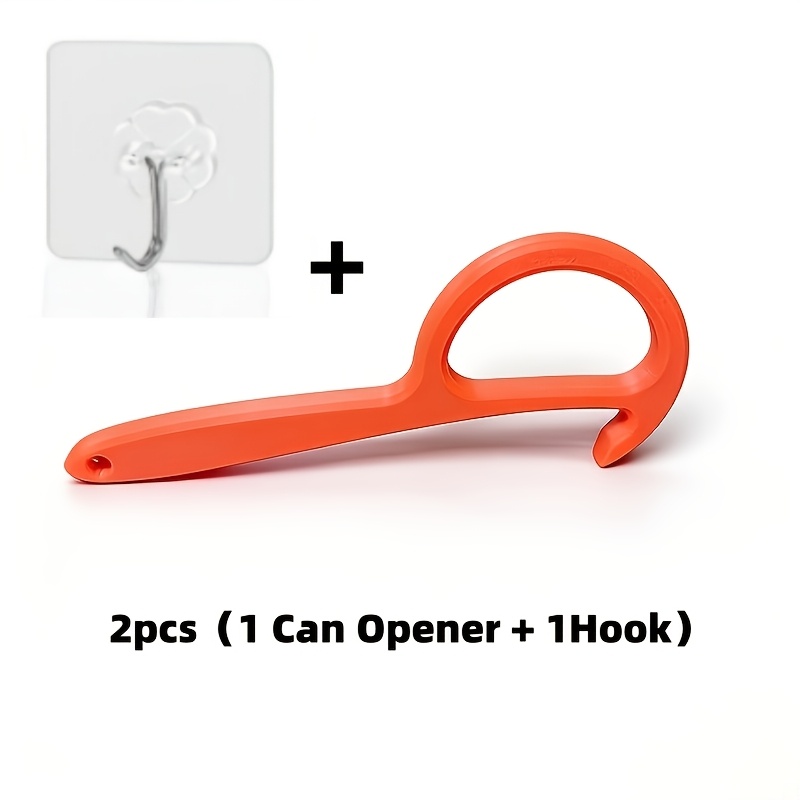 TEMU 2pcs (1pc Can Opener And 1pc Hook) - Ergonomic And Easy To Grip, Non-slip And Portable, Sturdy And Durable, Suitable For Camping, Picnics, Bbqs,