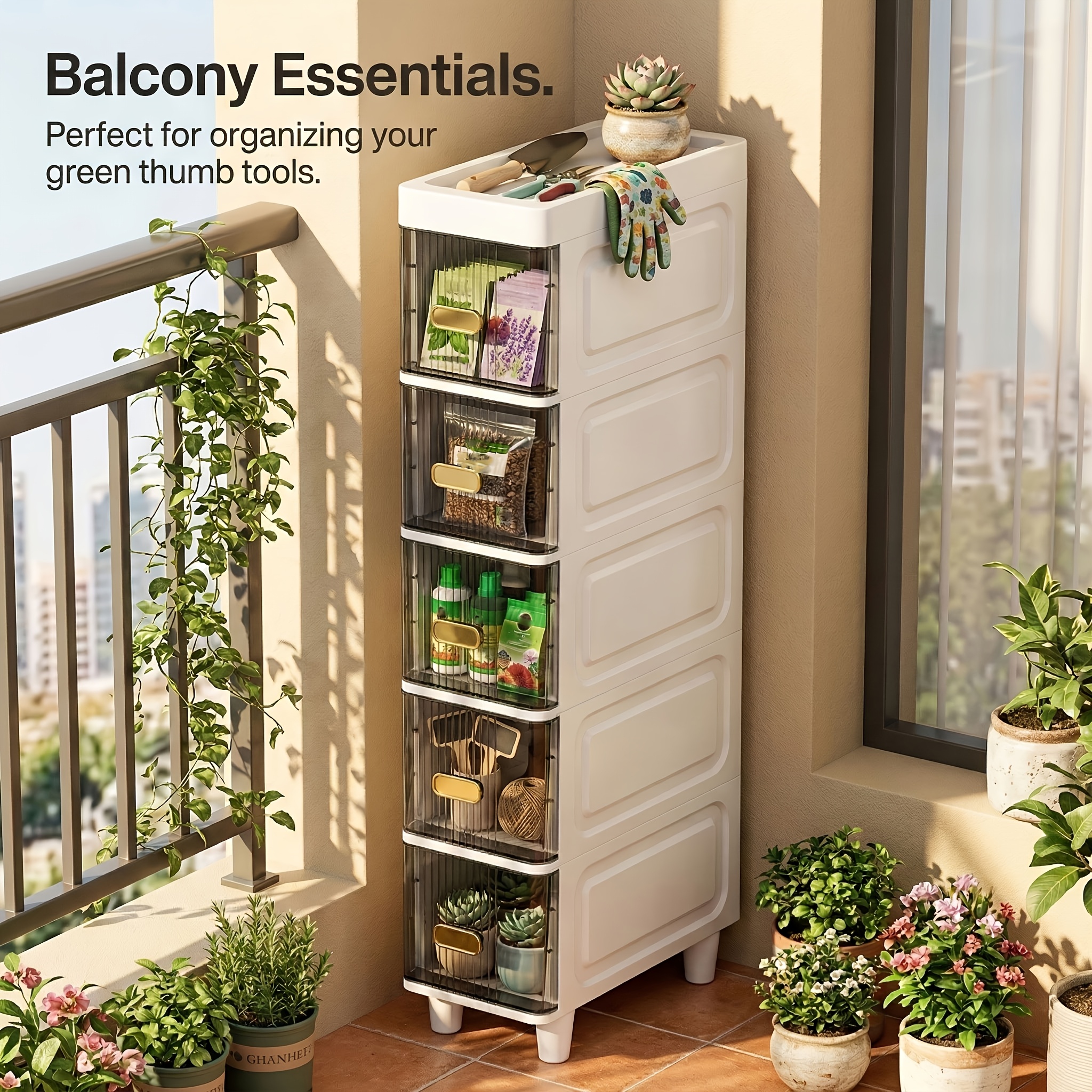 TEMU 5-drawer Slim Storage Cabinet With Drewer, Narrow Plastic Bathroom Organizer, Space Saving Rolling Cart For Small Spaces, Kitchen, Laundry