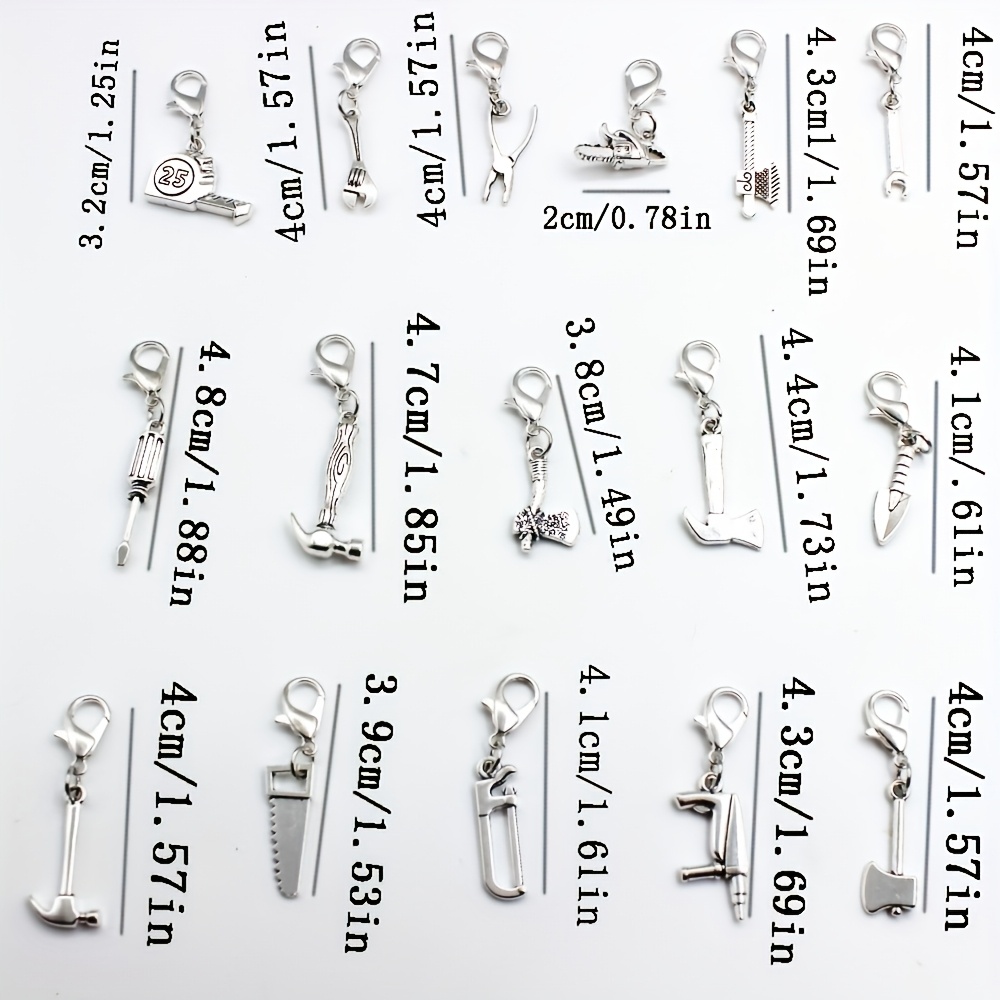 TEMU Cadeau pour elle/lui Ensemble de 16 porte-clés outils de papa - Collection cadeau fête des pères avec marteau, et tournevis, porte-clés à pince