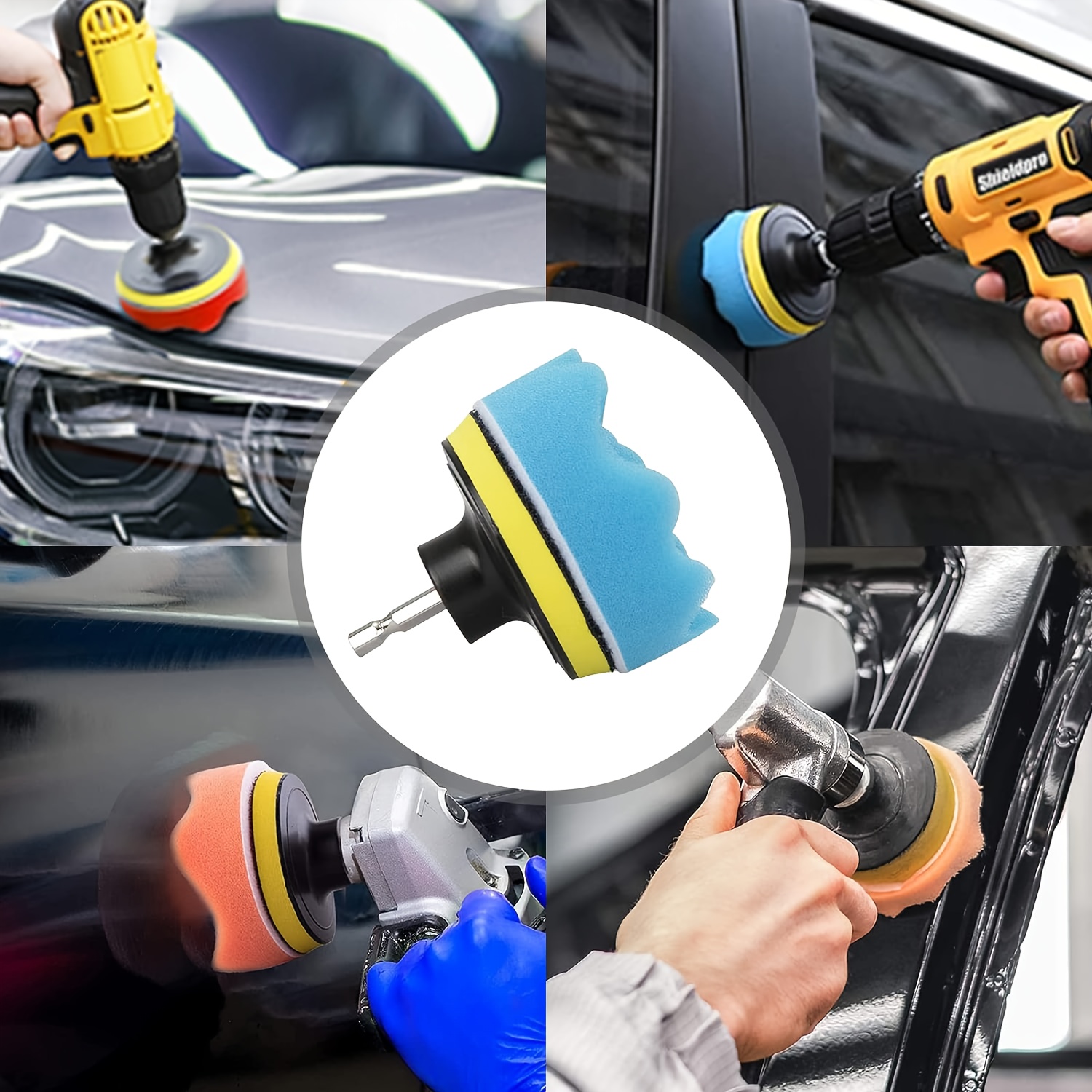  kit 19pcs 13pcs drill brush attachment sets with pads sponges for polishing and scrubbing includes extensions for car kitchen bathroom cleaning details 4