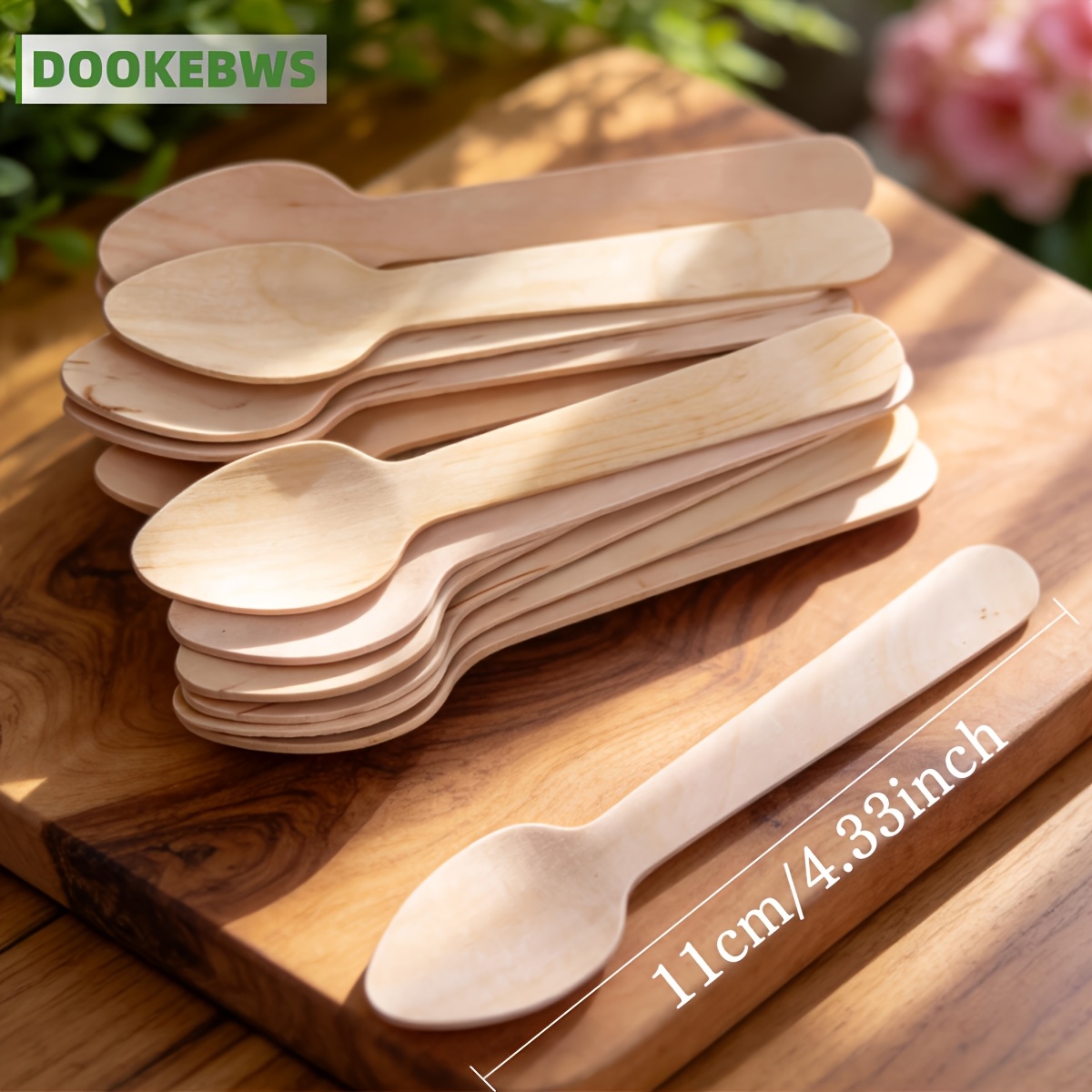E-shop 100/300/500 Stück Einweg-Dessertlöffel aus Holz, leicht langlebig mit glatten Kanten. Geeignet zum Essen von Kuchen, Käse, Eiscreme anderen