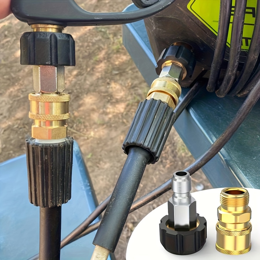 2pcs High Pressure Washer Adapter Kit - Quick Connect & Release, Fit With M22 Female Swivel To 3/8'' Male, Ideal For Garden Tools