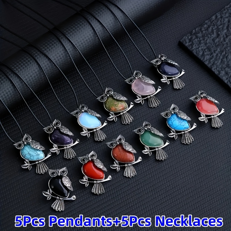 TEMU 10pcs Natural Pendant And Necklaces Set Perfect For Casual Attire, Vacations & Holidays Gift (random Color)