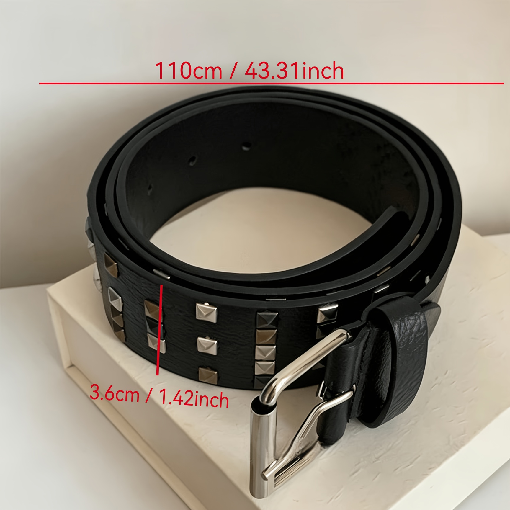Unisex Distressed Brown Rivet Belt for Hip-Hop Style