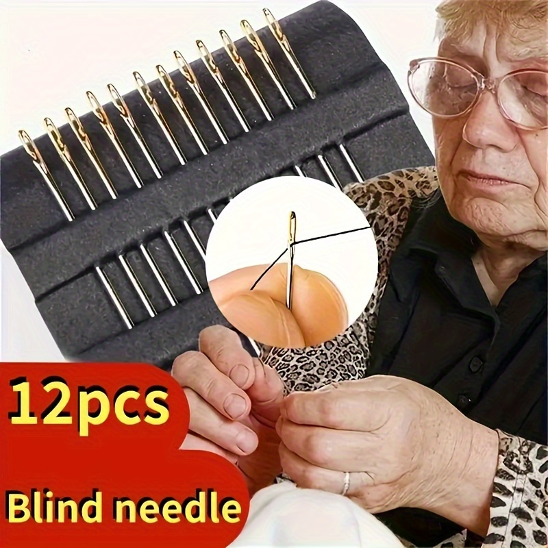 

12-pack Blind Sewing Needles, Metal Needles For Seniors, Sewing Crafts, Ideal Gift For Elderly