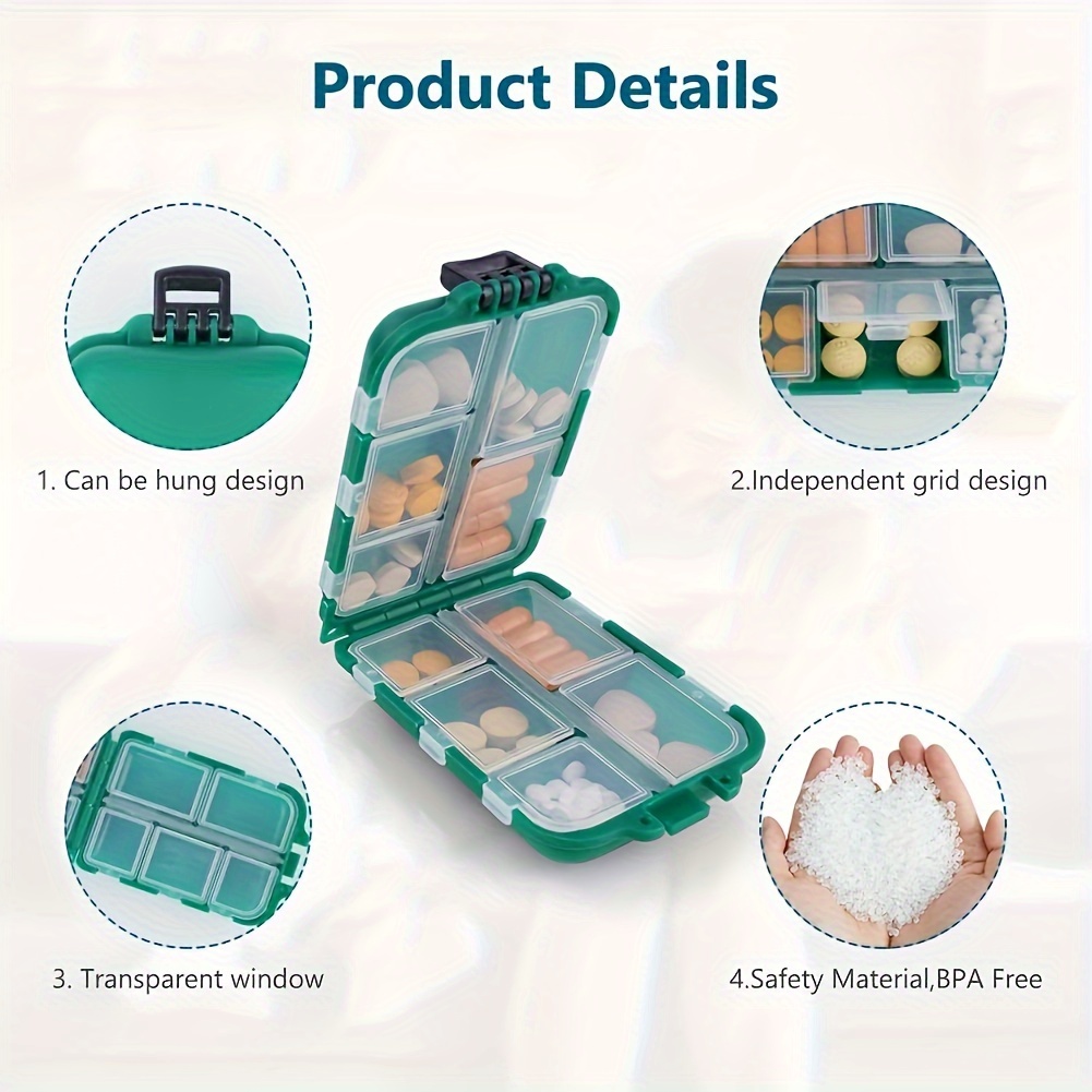 Waterproof Portable Pill Storage Box, Large Capacity