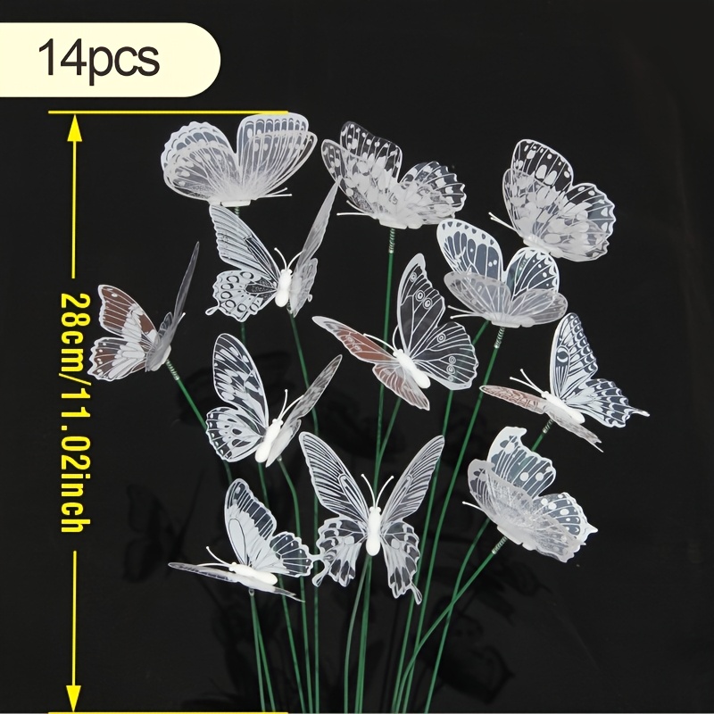 Image of 14pcs White 3d Artificial Flowers, Courtyard Outdoor Garden Decoration Faux Butterflies , Suitable For Decoration, Wreath, Home Office Decor, Garden Courtyard Arrangement And Housewarming