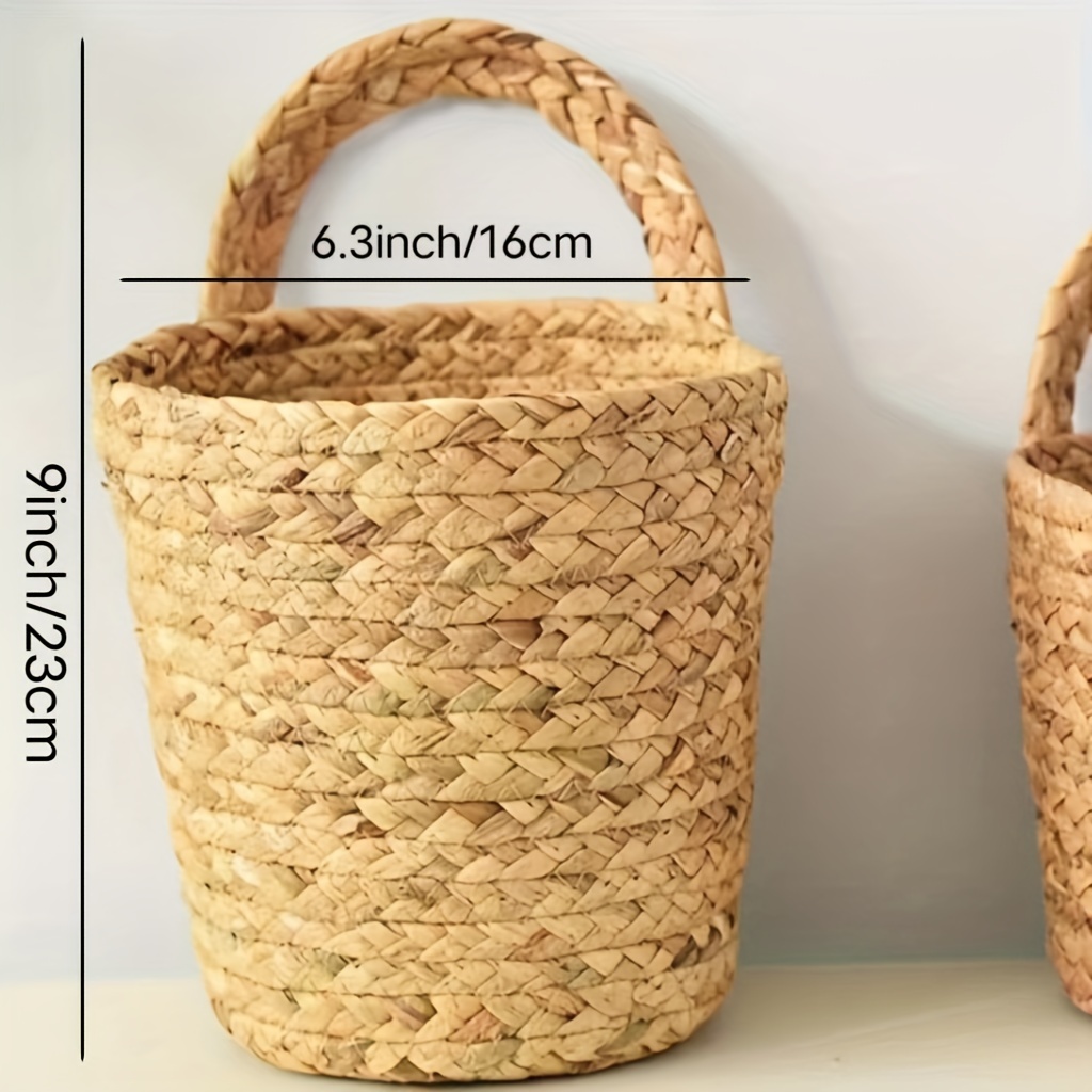 Seagrass Cattail Woven Storage Wall Hanging Basket - Temu