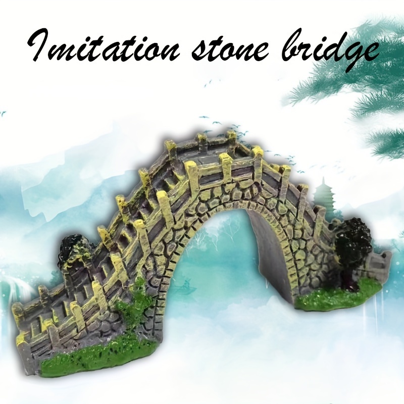 

Imitation Stone Bridge Aquarium Decor For Fish - Pvc Vintage Arch Bridge Scenery Ornament For Fish Tank Landscape