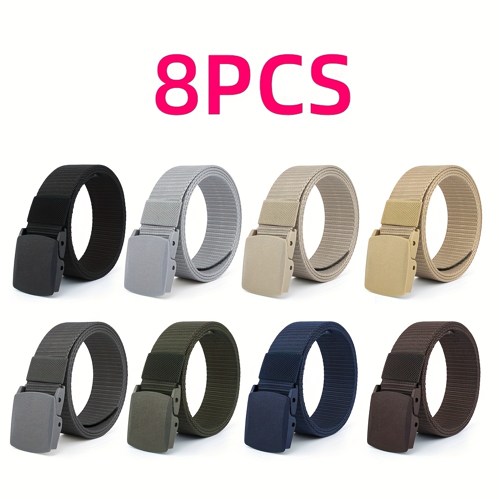 Image of 8pcs Men's Tactical Belts Suitable For Outdoor Sports, Hypoallergenic & Tsa-approved, Belt With -compatible For Airport, Training, - Gift For,, Daily Use