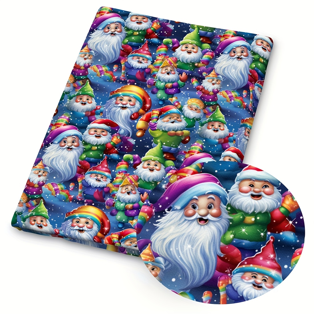 TEMU 1 tissu imprimé de Noël - 150 x 50 cm (59 x 19,68 pouces) Tissu de polyester prédécoupé avec colorés de Père Noël, pingouins, licornes, chiens,