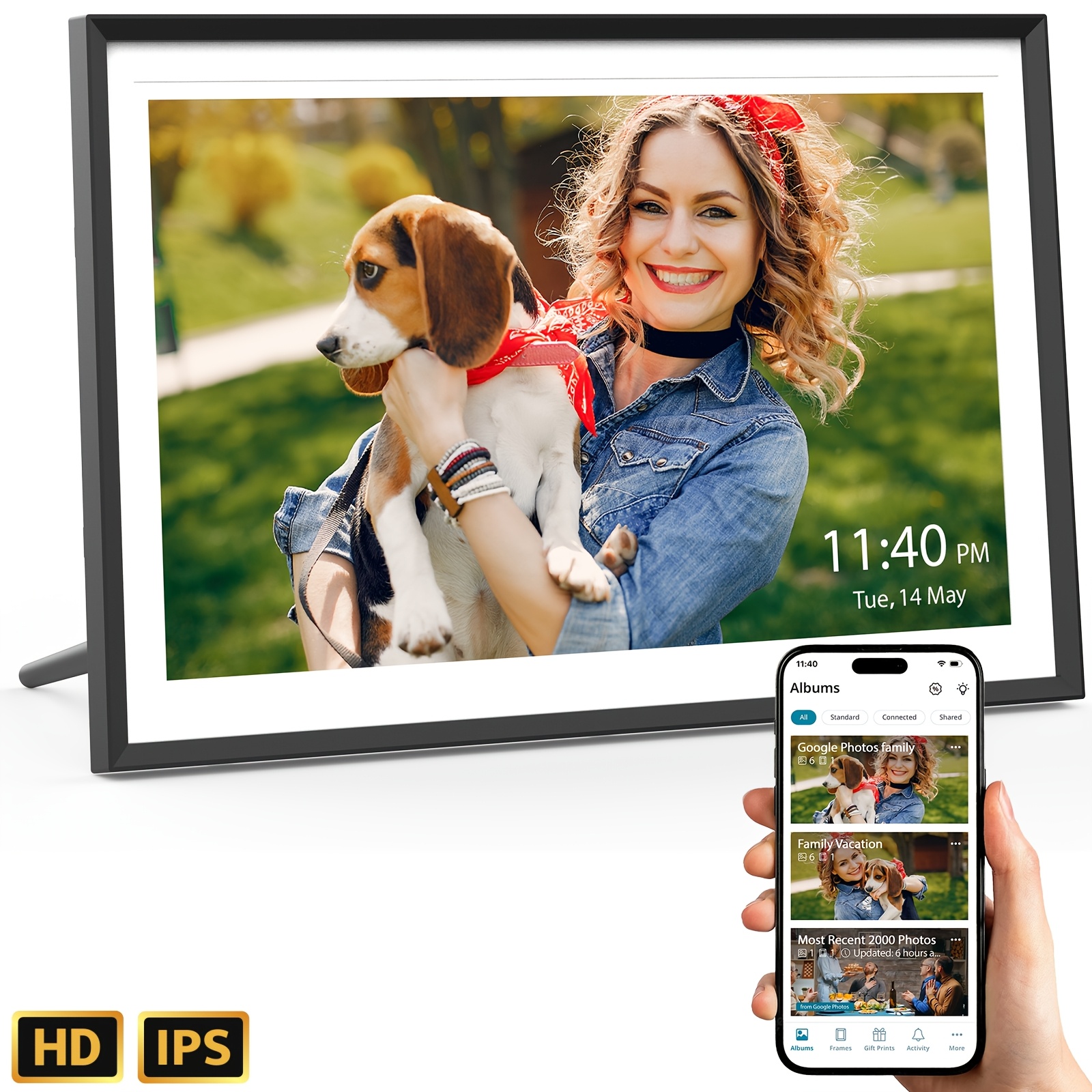 Wifi Digital Photo Frame 10.1"/15.6" Works With App, 2gb + 32gb Rom Wifi Tablet System, Storage, Share Photos And Videos, Auto-rotate, Perfect Gift For Birthday And Anniversary