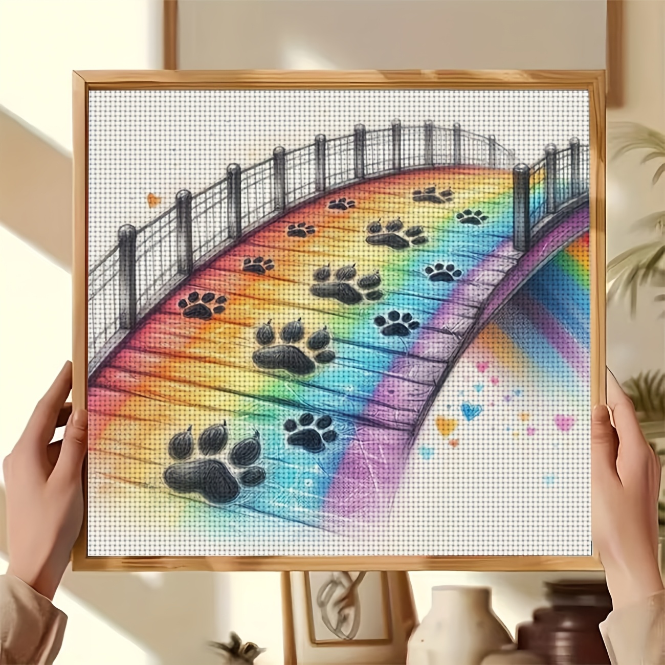 TEMU 1pc Printed Diy Stitch Kit, Frameless, "dog " Pattern, Beginners' Relaxing Crafting Time, Experience The Full Process From "leisure" To "relax"
