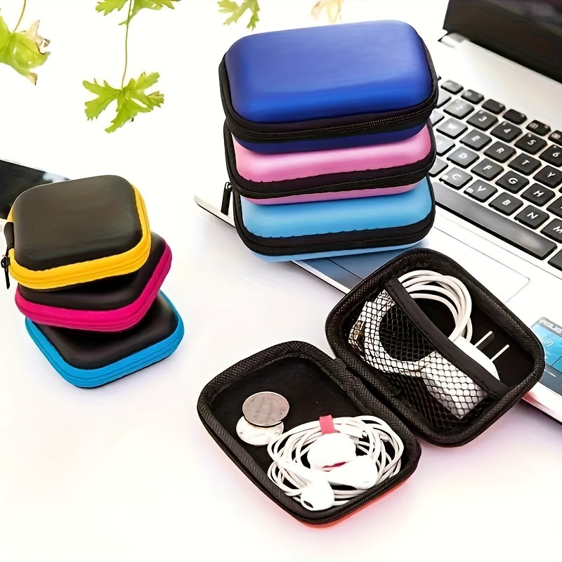 

Pu Leather Earphone Case With Zipper Closure - Heart-shaped Storage Bag For Data Cables, , And Small Accessories - And Anti-fall Design