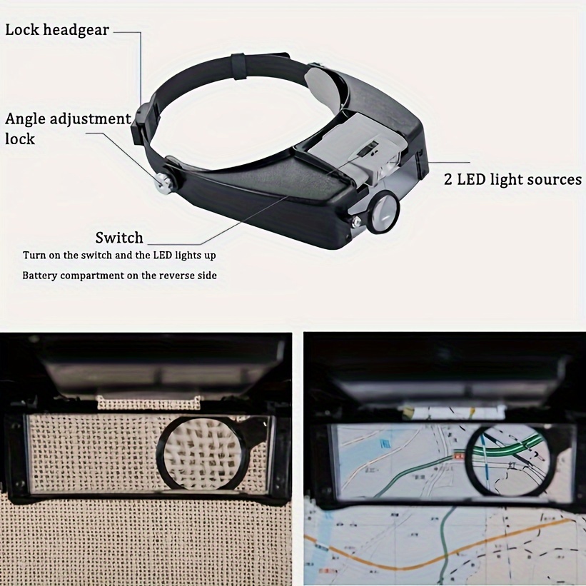 

1pc Led Illuminated -mounted Magnifier, , Non-rechargeable Aaa Battery, -free For Electronics, Watches, , And