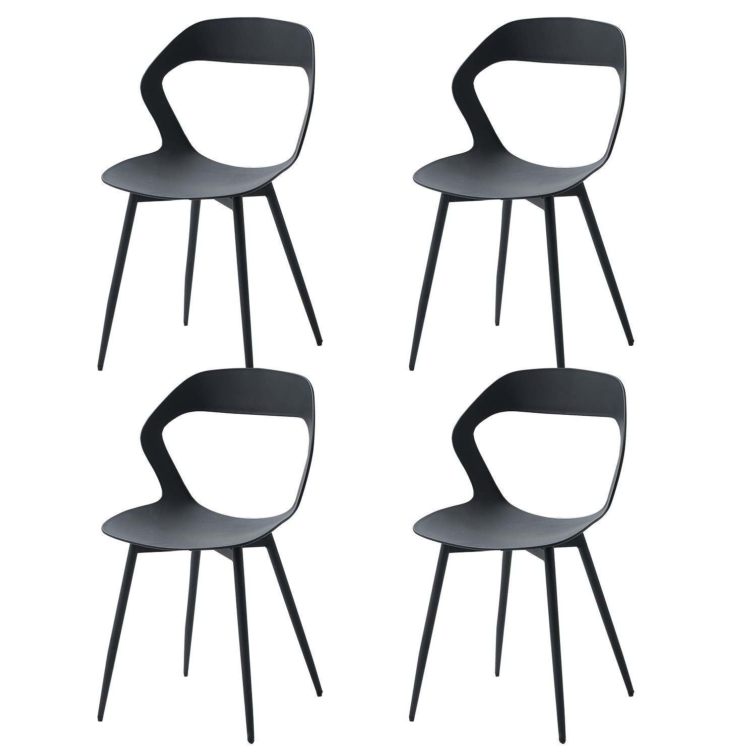 Image of Egoonm 4pcs Scandinavian Dining Room Chairs, Kitchen Chairs With Hollow Backrest, Living Room Chairs With Metal Legs, Plastic Chairs For Room Balcony