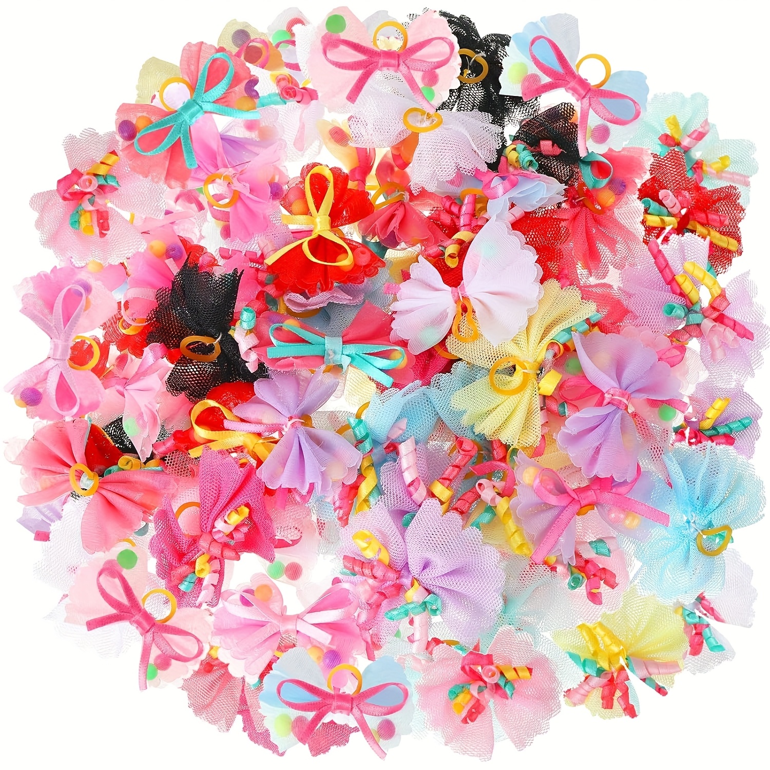TEMU 20pcs Chouchous pour Chiens et Chats en Polyester avec Perles, Accessoires de Toilettage pour Chiens, Idéal pour Petits Chiens et Pupilles