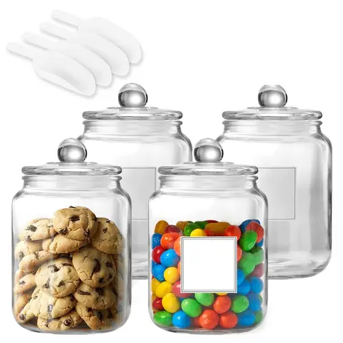 half gallon large glass jars with lids airtight storage clear containers for kitchen laundry room and pantry food organization set of 4