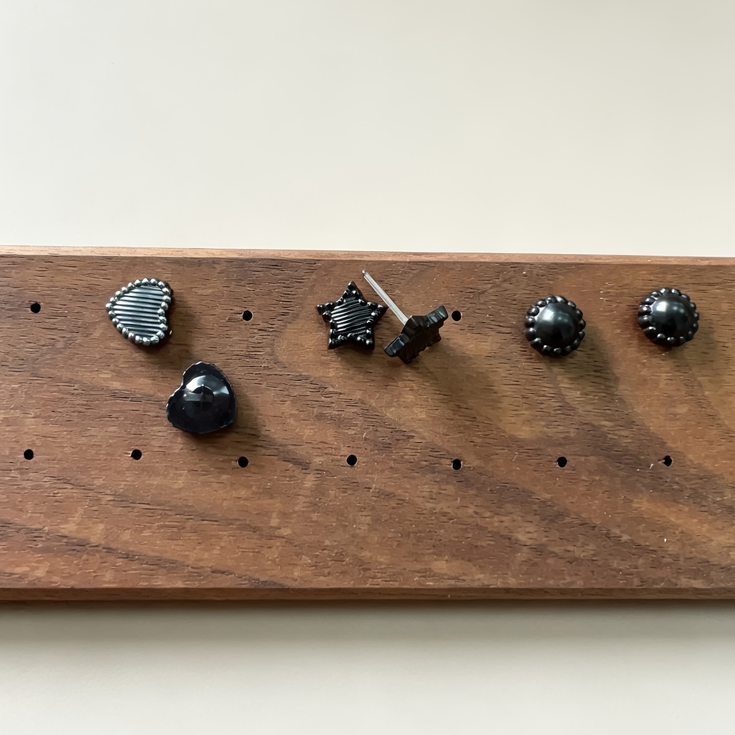 3 Pairs Elegant Black Geometric Resin Small Stud Earrings