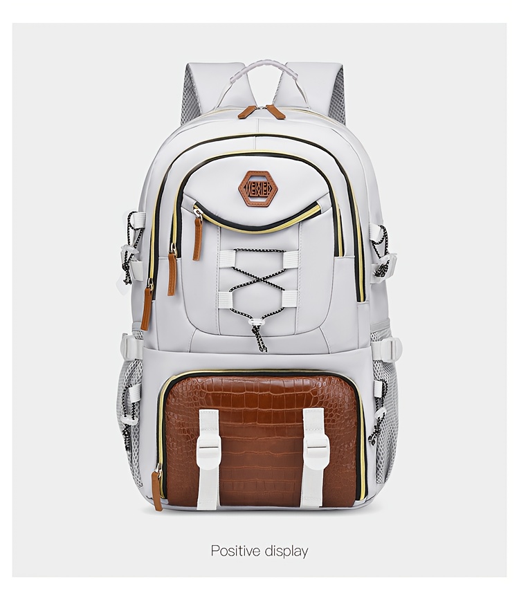 [Large Capacity Hiking Backpack] 10.57 Gallon Large Capacity Hiking Backpack with Shoe Compartment & Laptop Sleeve - Durable Multi-Compartment Travel Backpack with Padded Shoulder Straps, Padded Back Panel & High Quality Design - Blue/Grey/Tan for Camping, Business Travel, School - Ideal Gift for Outdoor Adventurers (36-40L)