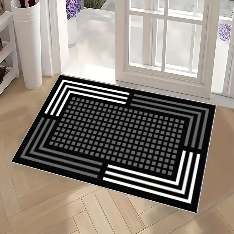 TEMU 1 tapis de porte à motif géométrique, tapis de durable, tapis d'entrée extérieur intérieur, tapis de chevet, tapis de salle de bain, petit tapis