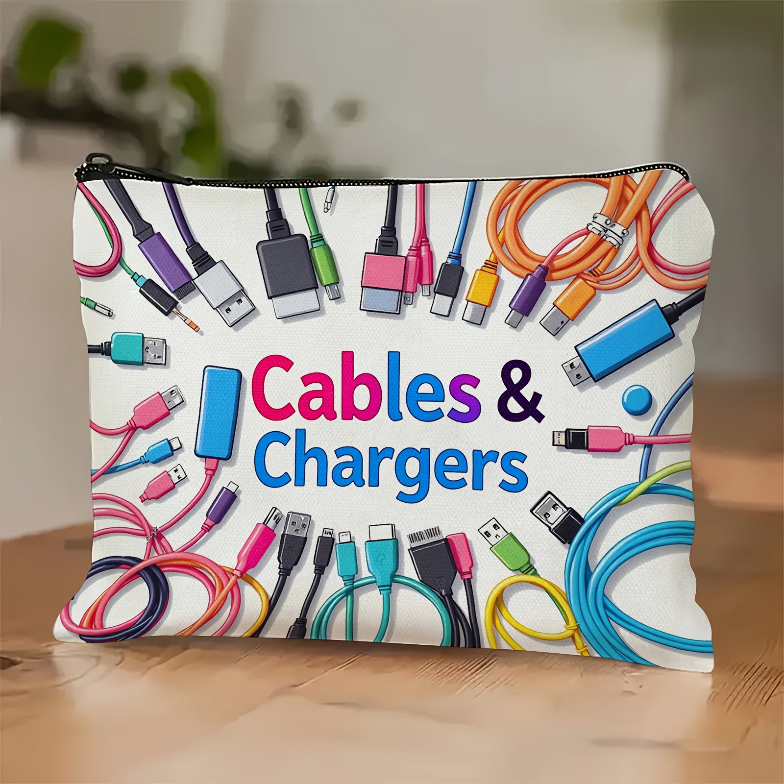 Image of Vibrant Storage Pouch For And Cables, Perfect For Travel. This Versatile Accessory Bag Is A Great Gift Idea For Adults, Suitable For Organizing Electronic Items And Power Banks