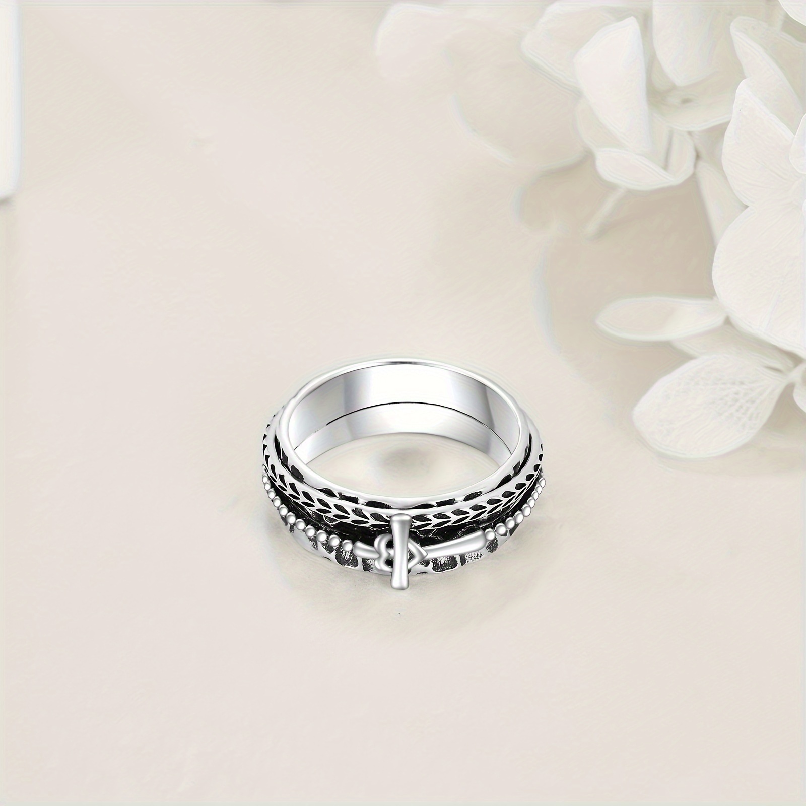 fidget rings for women men sterling silver cross rings anxiety ring fidget spinner ring gifts Product details 1