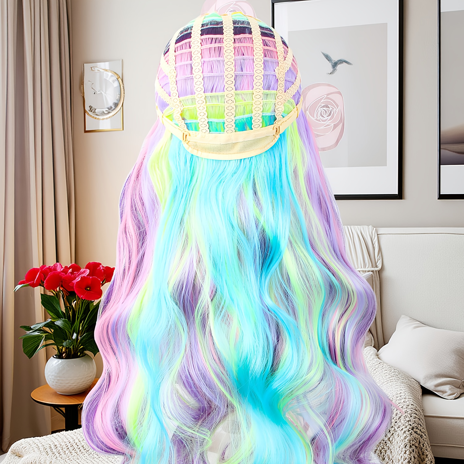 Rainbow Wig For Kids Child s Long Curly Wavy Colorful Wig