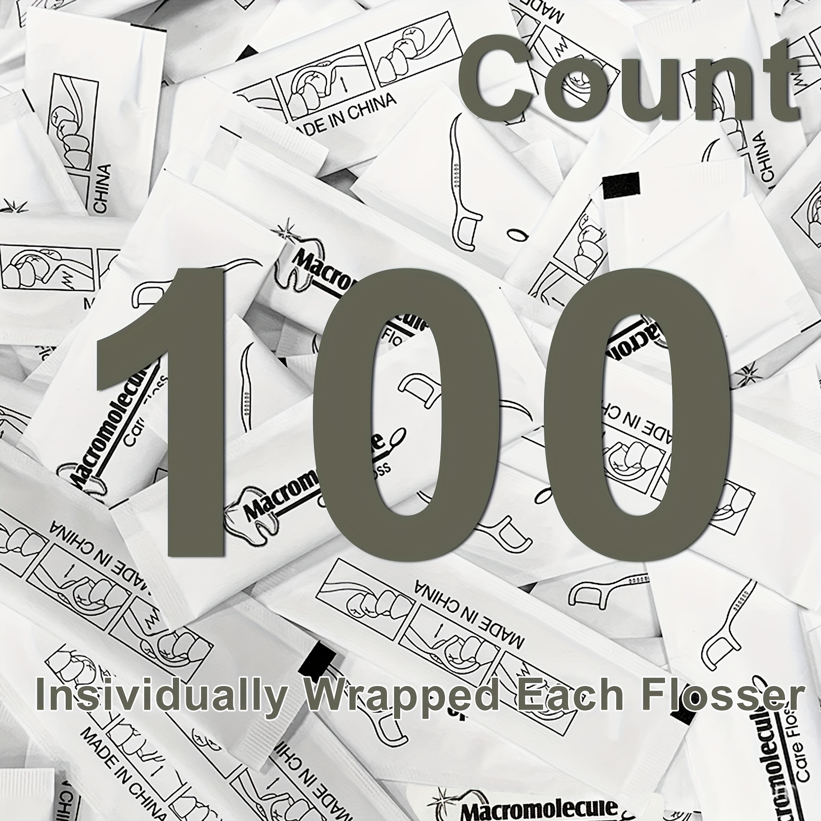 Image of 100pcs Individually Wrapped Teeth Floss Picks, Pe Material, Portable Flossers For Travel, Hotel, Restaurant, Office, And Car Oral Care, Flat Thread Teeth Cleaning Tools