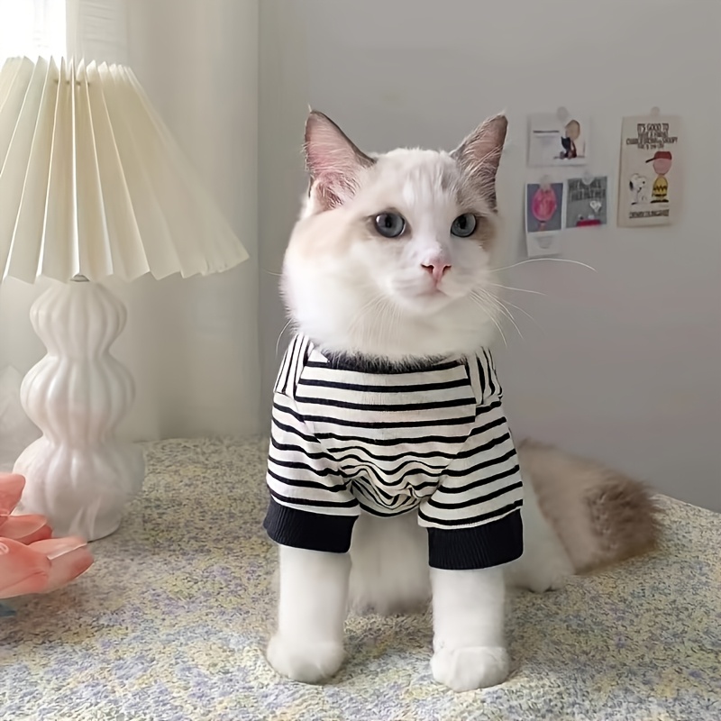 TEMU /summer Pet Striped Vest, Breathable And Shedding- Cat Clothes, Pet Apparel, Dog Supplies