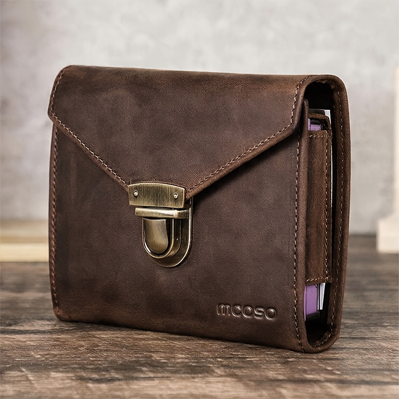 Image of Genuine Leather Cowhide Poker Card Case, Designed For 1 , With Lock And Pen Slot, And Notebook Storage Function. Product (case )