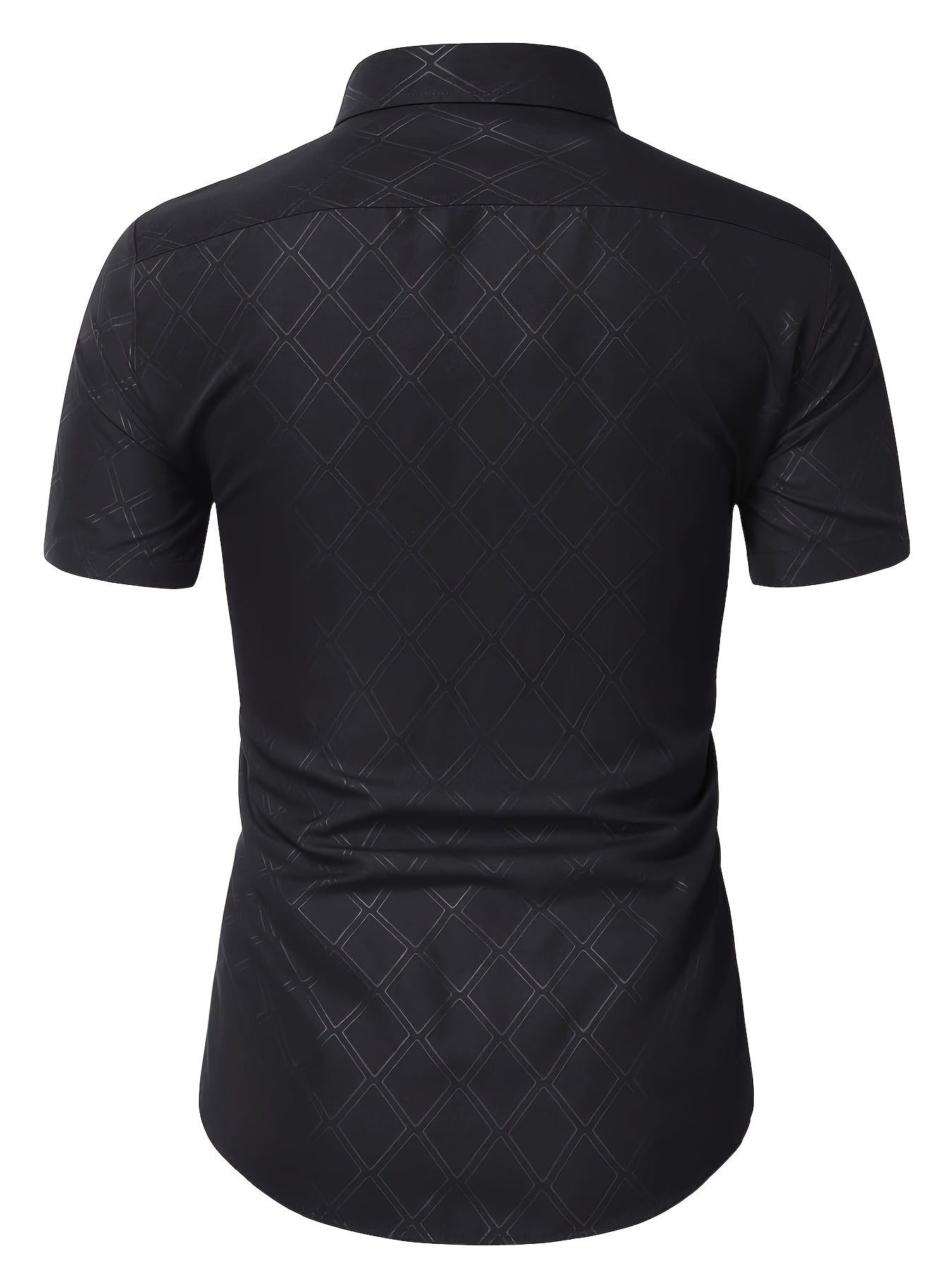 ανδρικό πουκάμισο στενής γραμμής με γεωμετρικό σχέδιο διαμαντιών - μαύρο, με κουμπιά, καλοκαιρινή επίσημη ενδυμασία, πολυεστέρας, πλενόμενο στο πλυντήριο, μοδάτη εμφάνιση | πουκάμισο με γεωμετρικό σχέδιο | πολυτελές πουκάμισο, κομψά πουκάμισα για το νέο έτος Στοιχεία είδους 0
