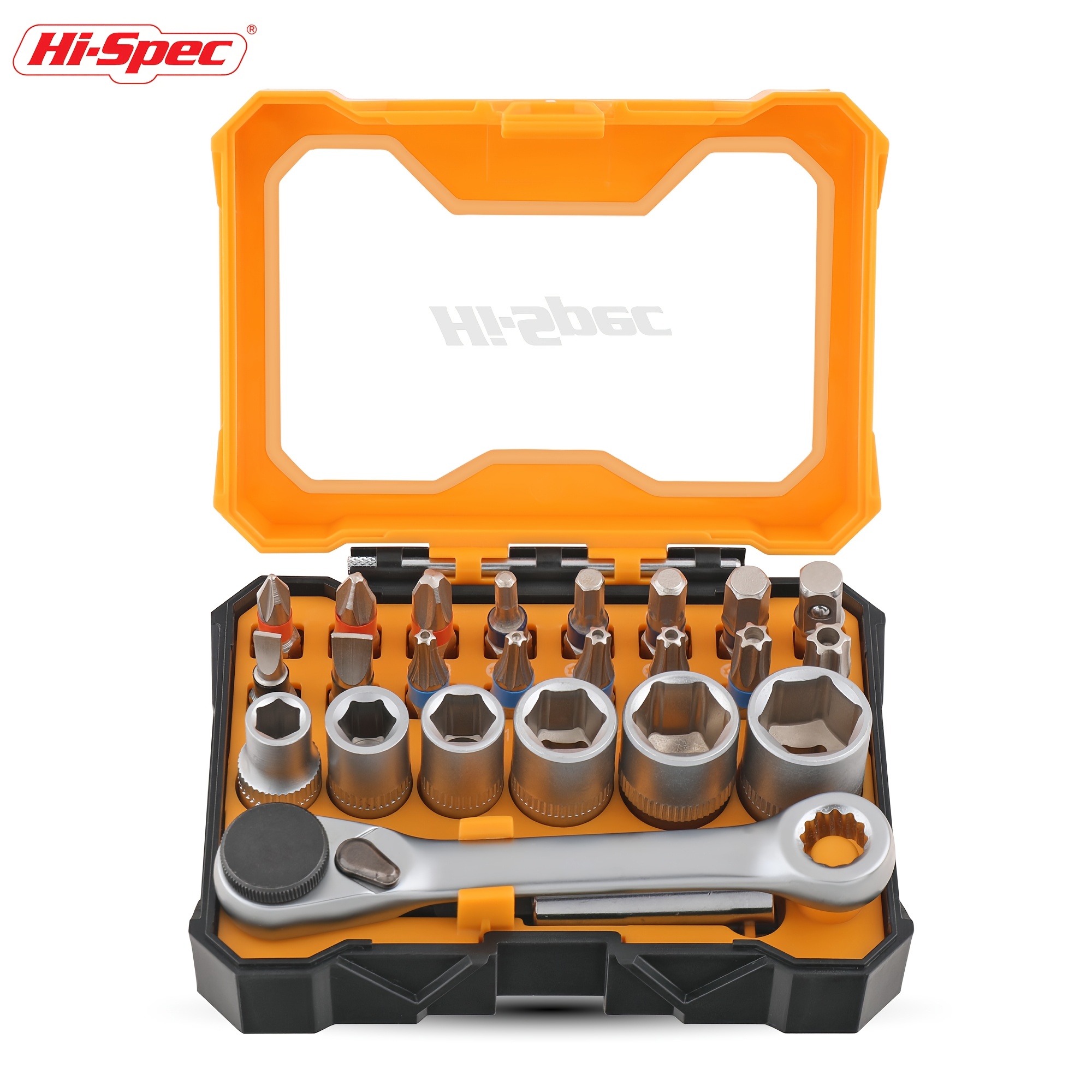 TEMU Mini Ratchet Screwdriver Set 24pcs, 2-in-1 Handle For Hex & 12-point Sockets, Magnetic Chrome Vanadium Bits: Phillips Slotted Torx Hex, Metric