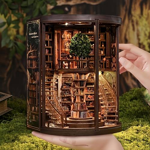 wisdom rings miniature house 3d puzzle assembled wooden craft desktop miniature house for skills mixed holiday gift