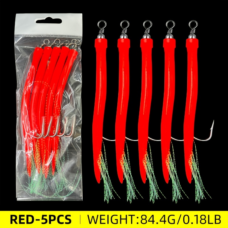 E-shop 5-teilig/Beutel 10/0 Aal-Haken Streifenbarsch Trolling-Röhrenköder Salzwasserangeln Trolling-Röhrenköder Rig mit Haken -Wirbel Kabeljau Angeln