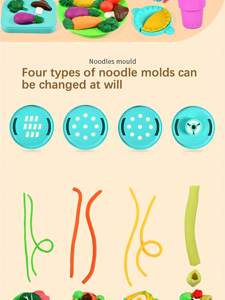 Luxueuze klei twee-in-een kleurrijke deeg keuken creatieve voedsel speelgoed set, inclusief burger en noodle maker, vormgevingsgereedschap accessoires en 24-kleur deeg set, geschikt voor meisjes en jongens van 3+ jaar oud kunst ambacht cadeau