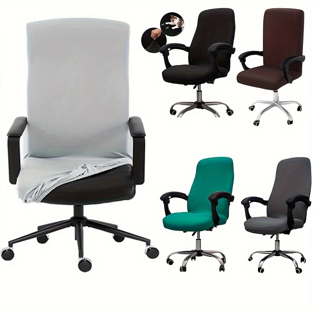 

Contemporary Black Office Chair Cover - Zippered, Stretch Fabric Slipcover For , Machine Washable & Pet-resistant