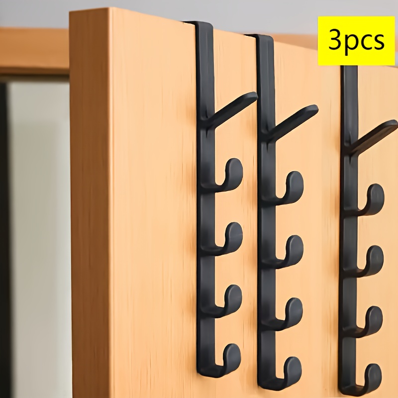 

3pcs, 5 Hook Doors And Hooks Rear Rack, Home Storage Organizer For Bathroom - Suitable For Bathroom, Bedroom, Closet, , Utility Hooks