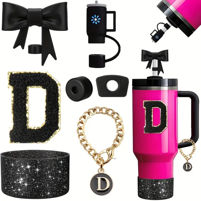 juego de accesorios para tazas de 30oz y 40oz, incluyendo una corona, una cubierta para de mini taza, un tapón de silicona para taza, un tapón antideslizante, un adhesivo con y un para asa, para . detalles 8