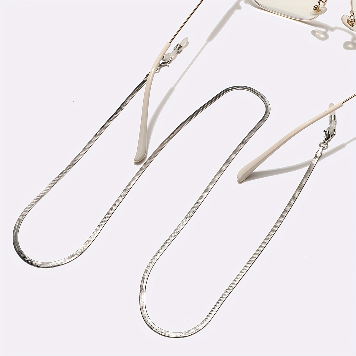 Image of Mask Chain, Fashionable And Simple, Silvery And Glasses, Eyeglass Chain, Flat Snake Chain
