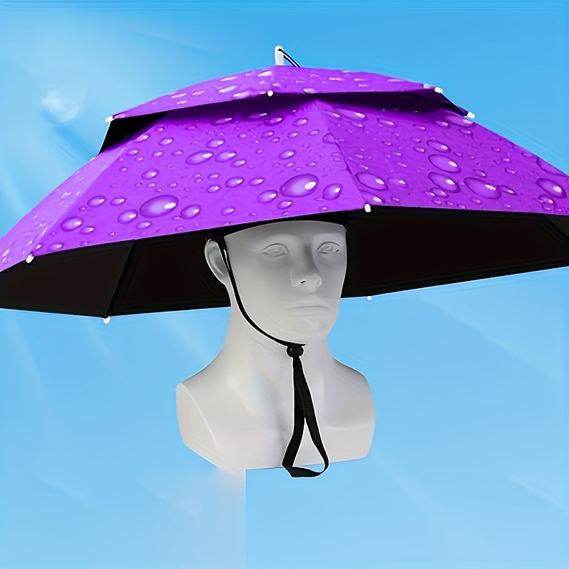 

1pc Fishing Umbrella Hat, Hands-free Foldable Umbrella Cap, Adjustable Headwear For Camping Gardening
