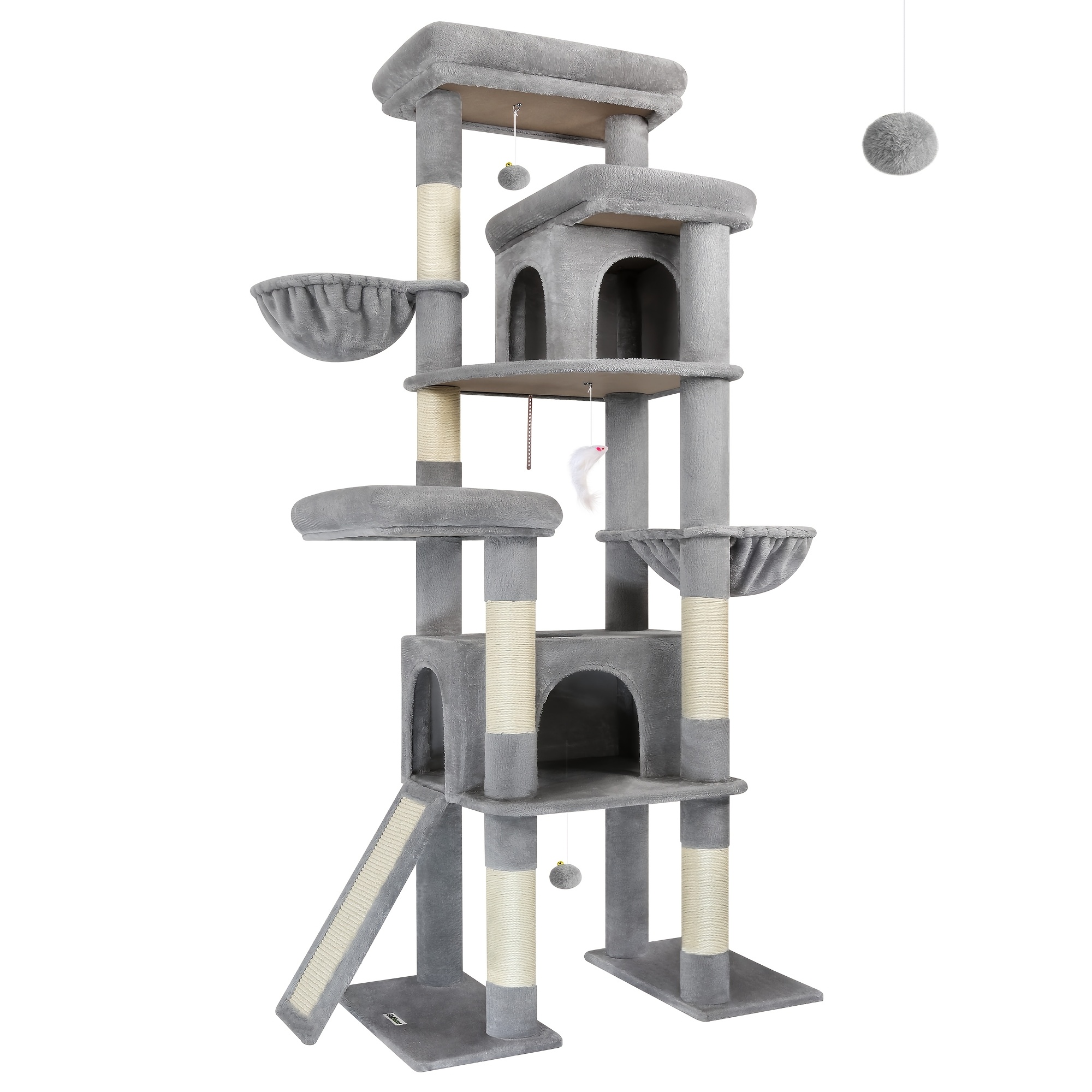 TEMU Globlazer Xxl Tree, 78 Inch Heavy Duty Tall Cat Tower For Indoor Cats Large Adult, Multi-level Large Cat Condo With 6 Scratching Posts, Hanging