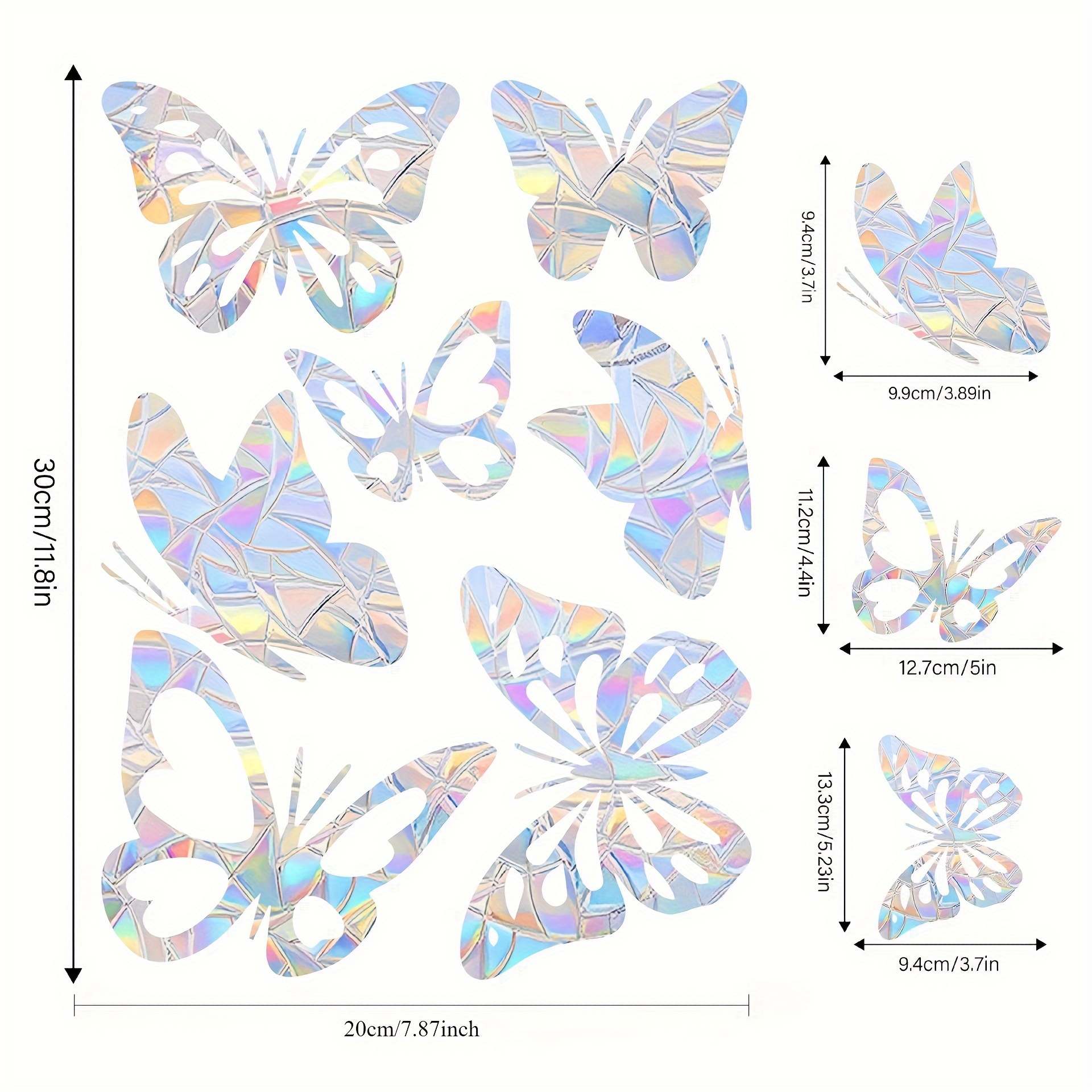 Image of 7pcs Large Window Clings Window Rainbow Decals Stickers For Anti Collision Bird Strikes Prevent Bird Strikes Hitting On Glass Windows Transparent Suncatcher Stickers