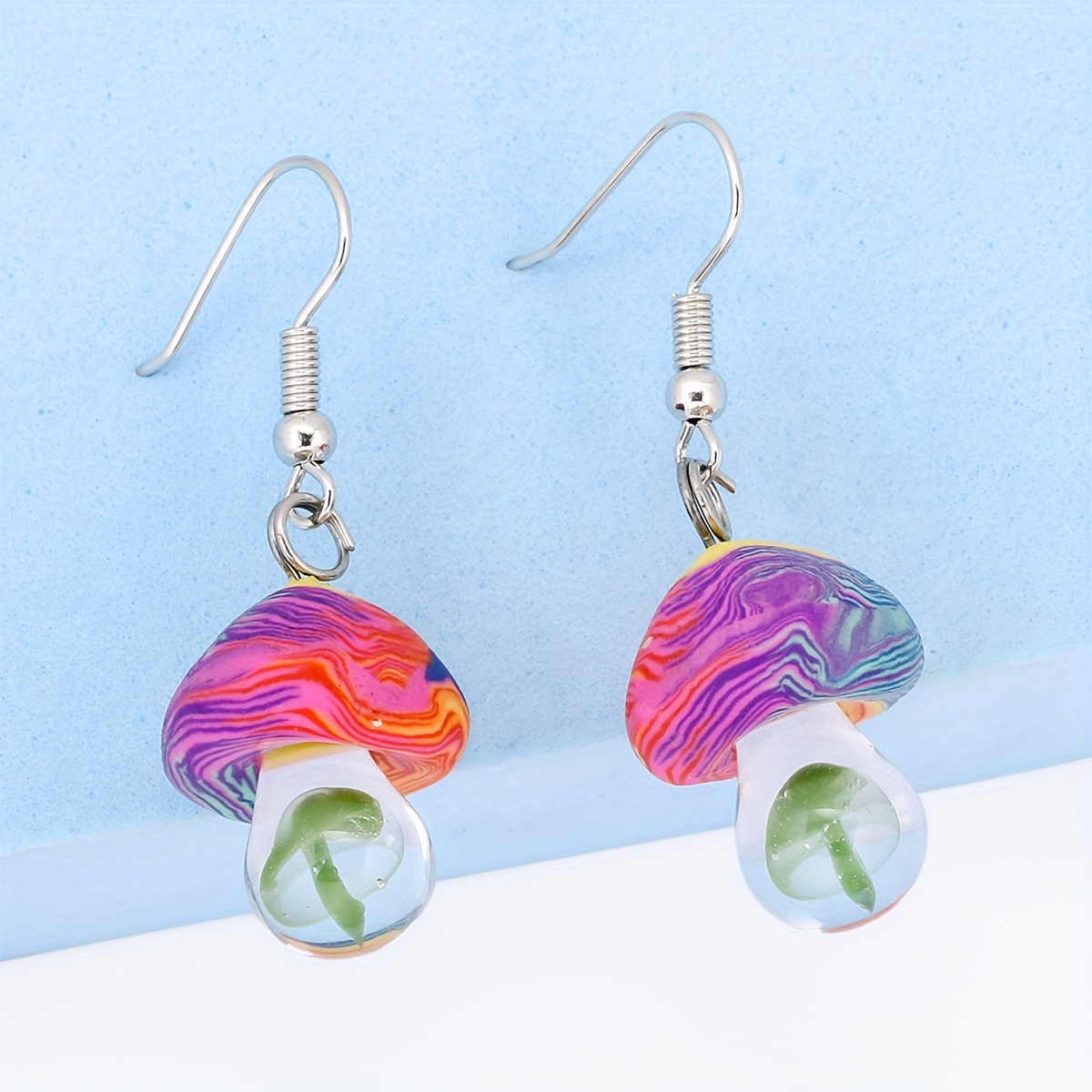 

Mushroom Glass Bead Decor Dangle Earrings Cute Vacation Style Creative Holiday Ear Ornaments Female Gift